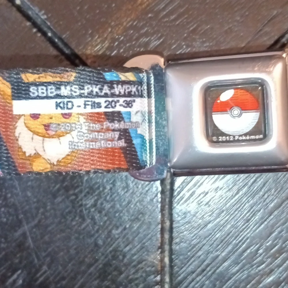 Pokemon Character Seatbelt Buckle Belt Kids Size 20-36 inches.